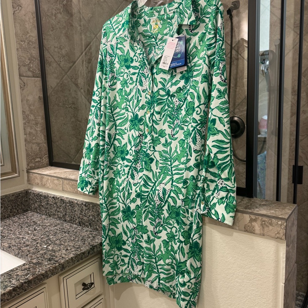 Lilly Pulitzer Green Floral Long Sleeve Dress